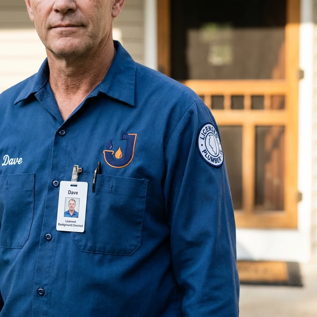 Licensed plumber showing ID badge in Dallastown, PA