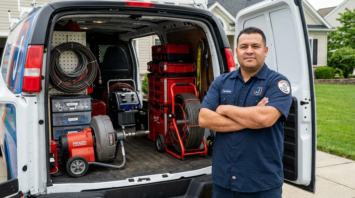 Professional drain cleaning equipment and Johns Plumbing LLC plumber in Dallastown