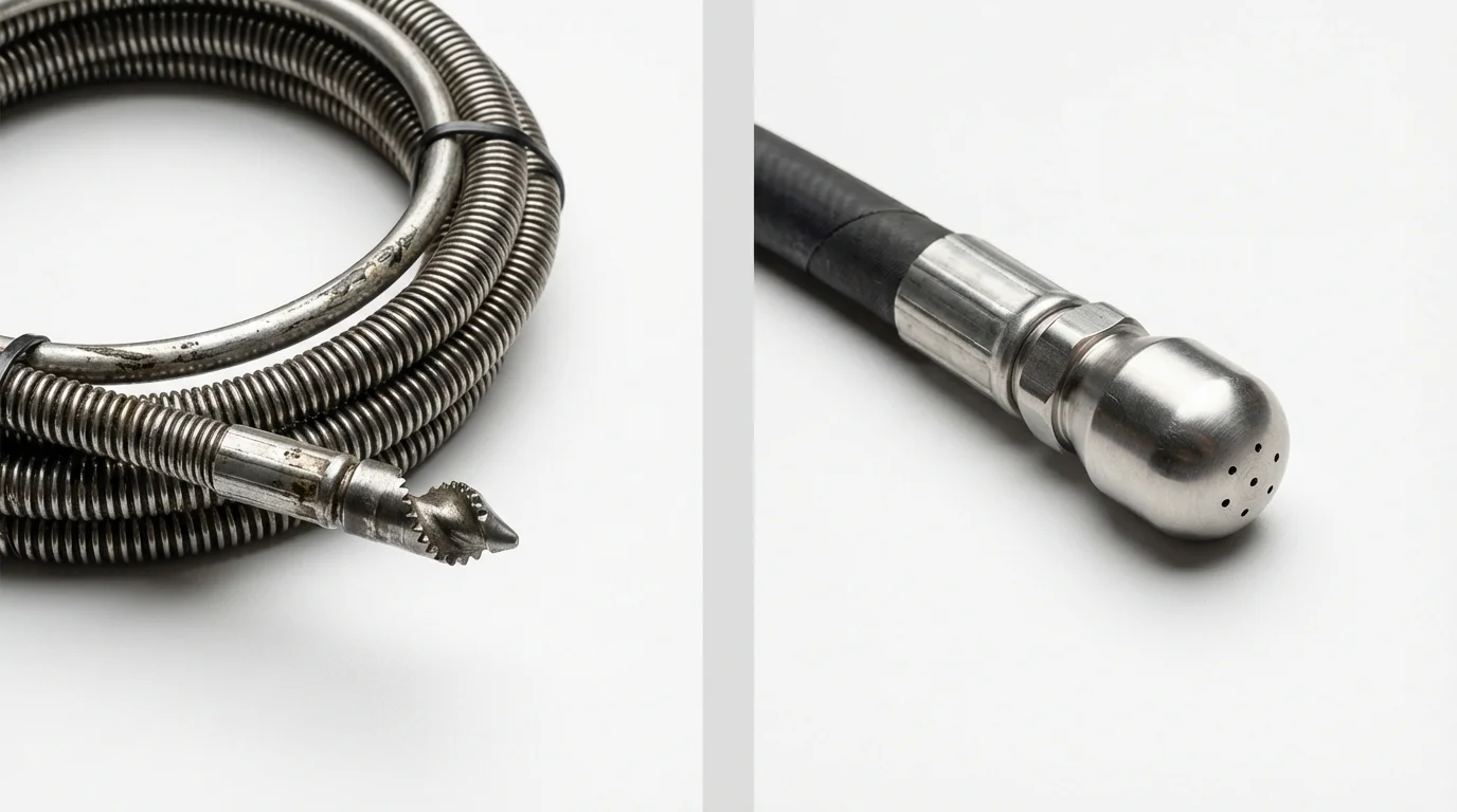 Drain snake cable and hydro jetting nozzle used for drain cleaning in Dallastown, PA