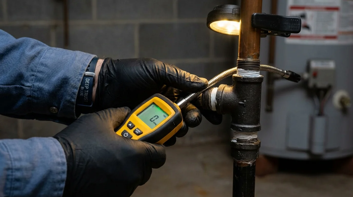Gas leak detection with electronic sniffer by Johns Plumbing LLC in Dallastown